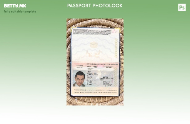 Шаблон за изглед на слика за бугарски пасош во модерен стил